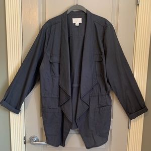 Caslon Open Front Draped Collar Utility Jacket